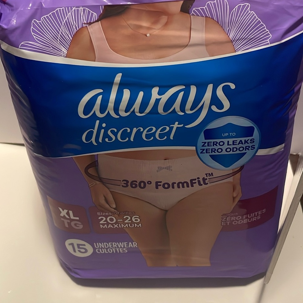 Always Discreet Adult Incontinence & Postpartum Underwear, Size XL 15 Co…